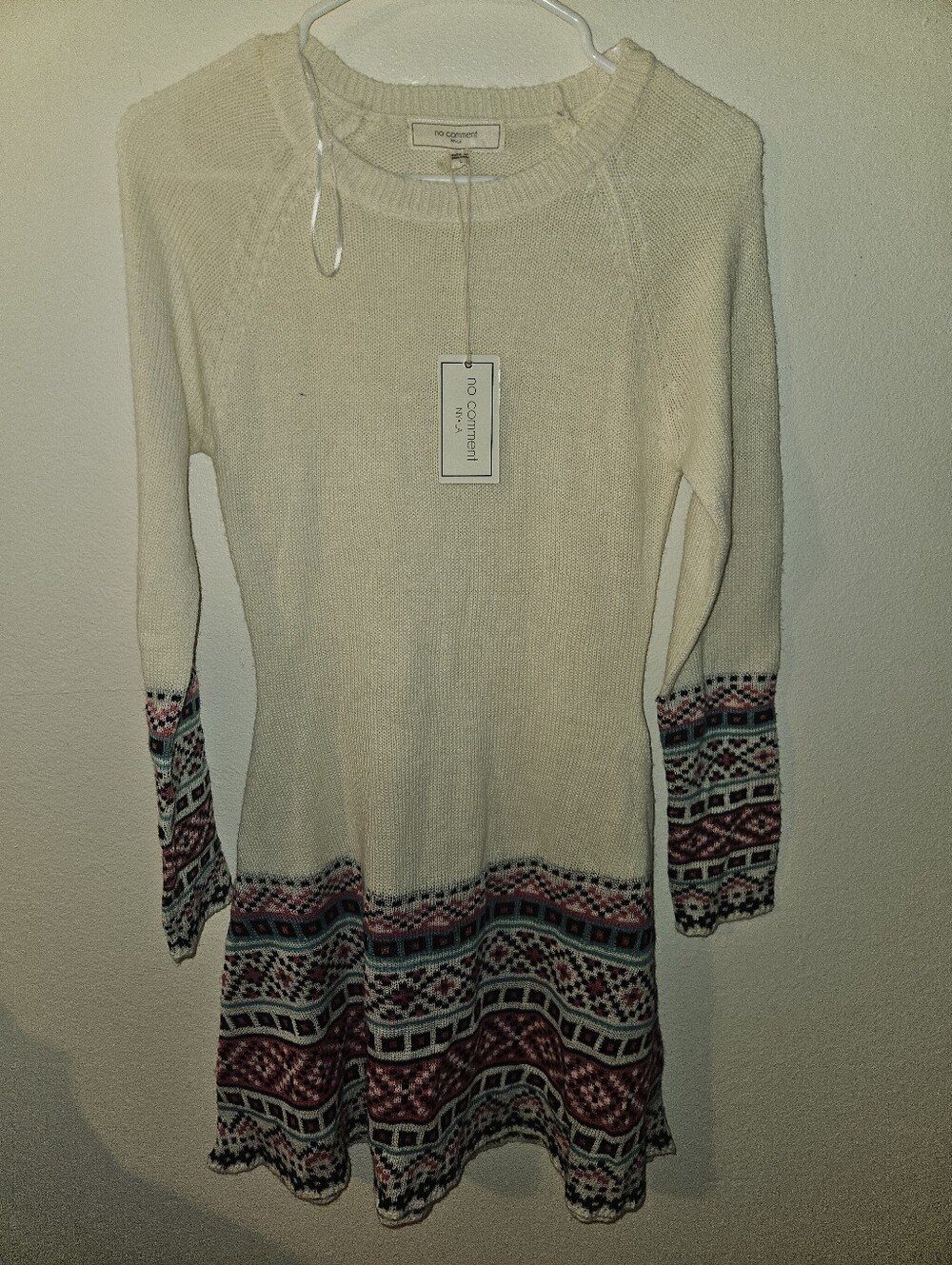 No Comment Womans Long Sleeve Sweater Dress Size L